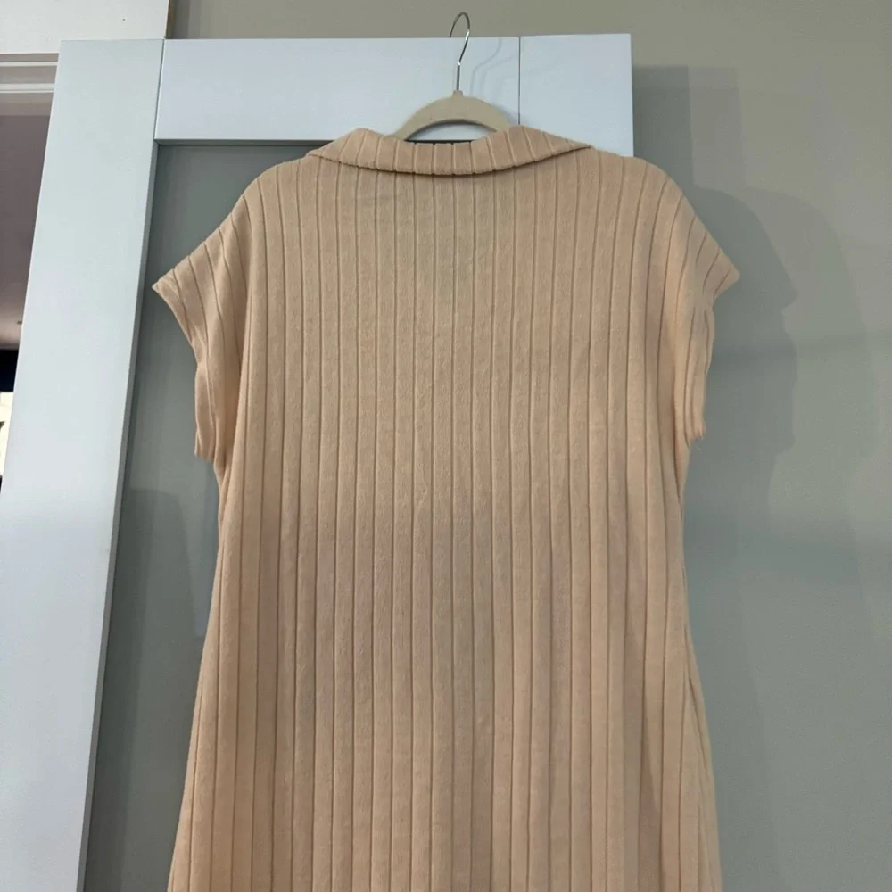 Beige Cream Ribbed Midi Dress - Picture 13 of 15